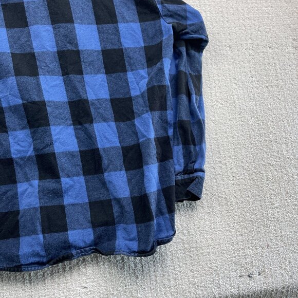 Big Bill Men’s L Plaid Brawny Blue Work Flannel Shirt Heavyweight Made In USA ** - Picture 15 of 16